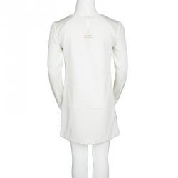 Pre Owned Young Versace White Knit Gold Studded Zip Detail Long Sleeve Dress XXS / 8 Yrs