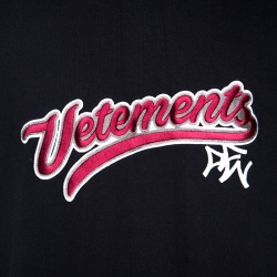 Vetements Black Washed Out Cotton Oversized Embroidered T-Shirt XS