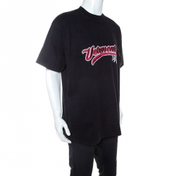 Vetements Black Washed Out Cotton Oversized Embroidered T-Shirt XS