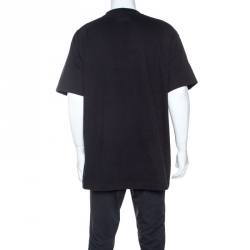 Vetements Black Washed Out Cotton Oversized Embroidered T-Shirt XS