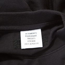 Vetements Black Washed Out Cotton Oversized Embroidered T-Shirt XS