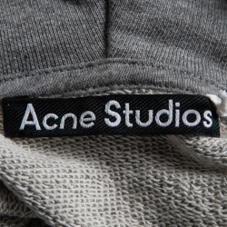 Pre Owned Acne Studios Grey Cotton Front Zip Hoodie L