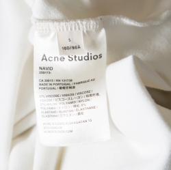 Pre Owned Acne Studios Off White Stretch Jersey Ribbed Neck Navid T-Shirt S