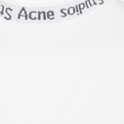 Pre Owned Acne Studios Off White Stretch Jersey Ribbed Neck Navid T-Shirt S