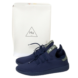 Pre Owned Pharrell Williams x Adidas Navy Blue Cotton Knit PW Tennis Hu Sneakers Size 46