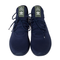Pre Owned Pharrell Williams x Adidas Navy Blue Cotton Knit PW Tennis Hu Sneakers Size 46