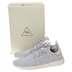 Pre Owned Pharrell Williams x Adidas Grey Cotton Knit PW Tennis Hu Sneakers Size 46