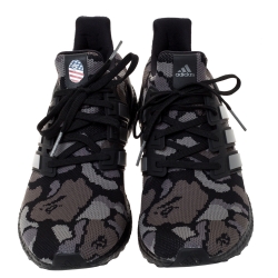 Pre Owned Adidas x Bape Camo Knit Fabric And Rubber Ultra Boost Sneakers Size 46