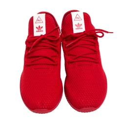 Pre Owned Pharrell Williams x Adidas Scarlet Red Cotton Knit PW Tennis Hu Sneakers Size 46