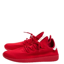 Pre Owned Pharrell Williams x Adidas Scarlet Red Cotton Knit PW Tennis Hu Sneakers Size 46