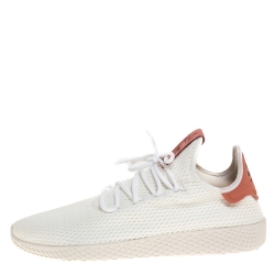 Pre Owned Adidas White Cotton Knit Pharrell Williams Tennis Hu Sneakers Size 46