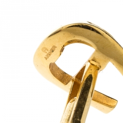 Pre Owned Aigner Logo Crystal Gold Tone Cufflinks