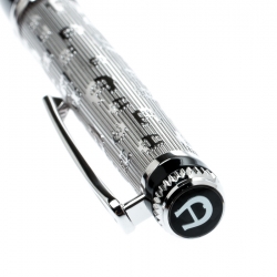 Pre Owned Aigner Silver Tone Logo Engraved Stainless Steel Ballpoint Pen