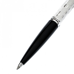 Pre Owned Aigner Silver Tone Logo Engraved Stainless Steel Ballpoint Pen