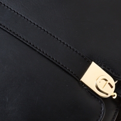 Pre Owned Aigner Black Leather Messenger Bag