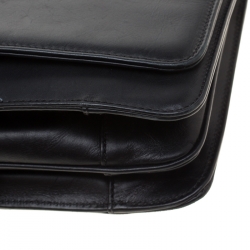 Pre Owned Aigner Black Leather Messenger Bag