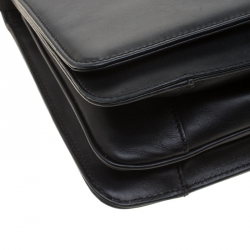 Pre Owned Aigner Black Leather Messenger Bag