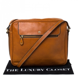 Aigner Tan Leather Messenger Bag 