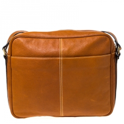 Aigner Tan Leather Messenger Bag 