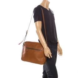 Aigner Tan Leather Messenger Bag 