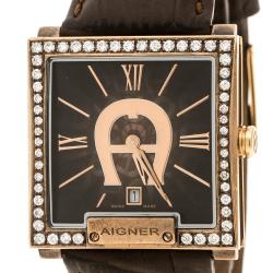 Aigner Brown Stainless Steel Aftermarket Diamonds Torino A27000 Men's Wristwatch 36.5MM