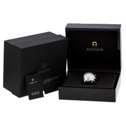 Aigner Silver White Stainless Steel Bari A37500 Men's Wristwatch 44 mm