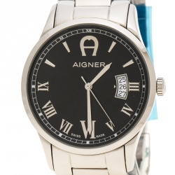 Pre Owned Aigner Black Stainless Steel Modica A32752 Men's Wristwatch 40 mm