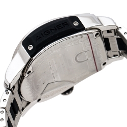 Aigner Silver Stainless Steel Rubber Roma Chrono A38500 Men's Wristwatch 46 mm