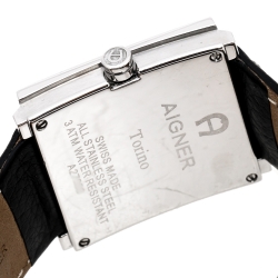 Pre Owned Aigner Silver Stainless Steel Leather Torino A27000 Men's Wristwatch 36 mm