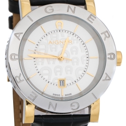 Aigner Silver White Two-Tone Stainless Steel Cortina A26000 Men's Wristwatch 41 mm