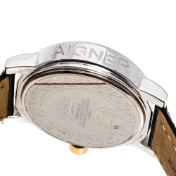 Aigner Silver White Two-Tone Stainless Steel Cortina A26000 Men's Wristwatch 41 mm