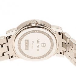 Pre Owned Aigner Grey Stainless Steel Cortina Men's Wristwatch 38MM