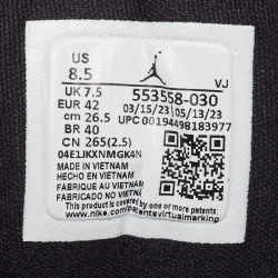 Pre Owned Air Jordans Grey/White Leather Jordan 1 Low Light Smoke Grey Sneakers Size 42