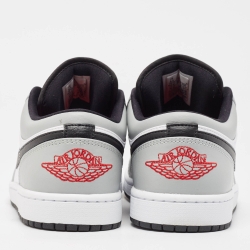Pre Owned Air Jordans Grey/White Leather Jordan 1 Low Light Smoke Grey Sneakers Size 42