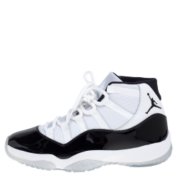Air Jordan Black/White Fabric and Patent Leather Jordan 11 Retro Concord Sneakers Size 44