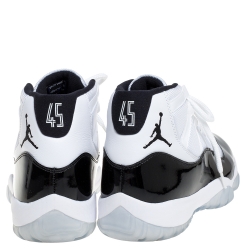 Pre Owned Air Jordan Black/White Fabric and Patent Leather Jordan 11 Retro Concord Sneakers Size 44