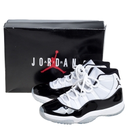 Air Jordan Black/White Fabric and Patent Leather Jordan 11 Retro Concord Sneakers Size 44