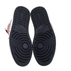 Pre Owned Air Jordan Black/Red Leather Air Jordan 1 Mid Chicago Black Toe Sneakers Size 42.5