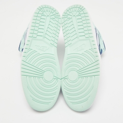 Pre Owned Air Jordan 1 Tricolor Leather Mystic Navy Mint Mid Top Sneakers Size 43