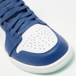 Pre Owned Air Jordan 1 Tricolor Leather Mystic Navy Mint Mid Top Sneakers Size 43