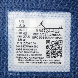 Pre Owned Air Jordan 1 Tricolor Leather Mystic Navy Mint Mid Top Sneakers Size 43