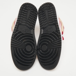 Pre Owned Air Jordan 1 Tricolor Leather Light Curry Cardinal Mid Top Sneakers Size 42