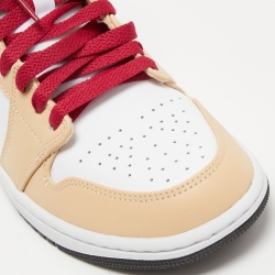 Pre Owned Air Jordan 1 Tricolor Leather Light Curry Cardinal Mid Top Sneakers Size 42