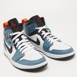 Pre Owned Air Jordans Multicolor Leather Jordan 1 Mid Sneakers Size 44