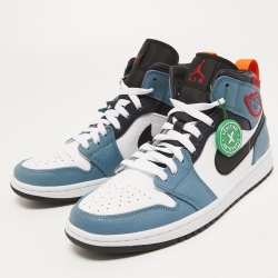 Pre Owned Air Jordans Multicolor Leather Jordan 1 Mid Sneakers Size 44