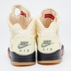 Off White x Air Jordan Cream Mesh Air Jordan 5 Retro Sail High Top Sneakers Size 47