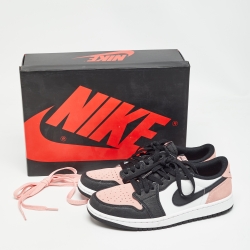 Pre Owned Air Jordans Multicolor Leather Jordan 1 Low OG Bleached Coral Sneakers Size 40