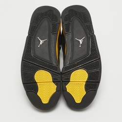 Pre Owned Air Jordans Black Nubuck Leather Jordan 4 Retro Thunder Sneakers Size 40.5