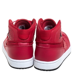 Pre Owned Jordan Red Perforated Leather Access Mid Sneakers Size 42