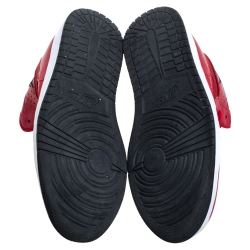 Pre Owned Jordan Red Perforated Leather Access Mid Sneakers Size 42